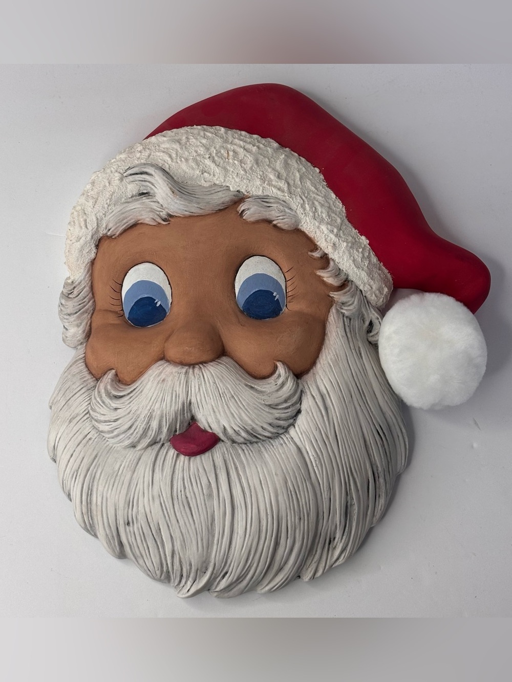 Vintage 1992 Ceramic Santa Head Face Christmas Wall Decor  The Eyes  12”x10"
